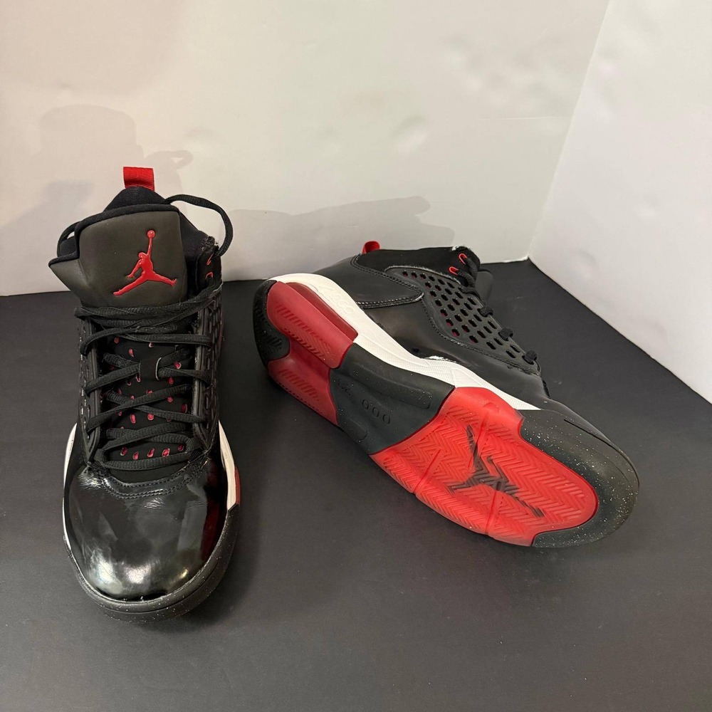 Jordan Max Aura 2 Mens Basketball Shoes Black Red Patent Leather Size 10 - Picture 11 of 16